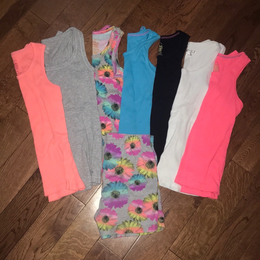 Lot of 7 Girls Tank Tops & 1 pair shorts size 6/6x